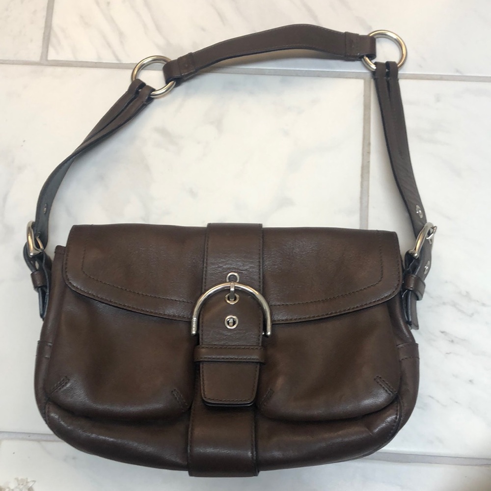 Brown saddle leather coach purse